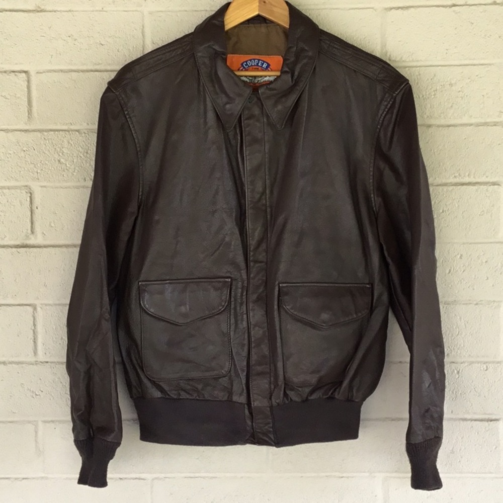 Vintage Cooper A-2 Bomber Leather Flight Jacket - Size 44L